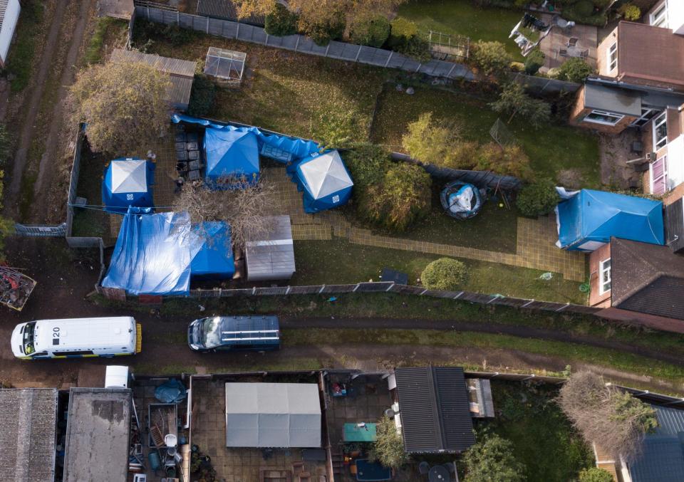  Police dig up the garden at the old house of the mother of John Cannan on November 03 2018