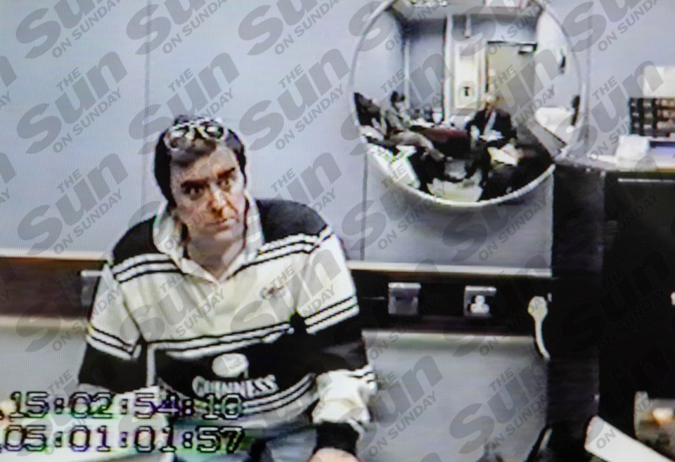 Screen grabs show John Cannan at Hammersmith police station in December 2000