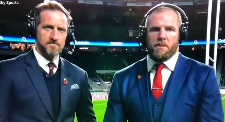  James Haskell, right, appeared worse for worse during his TV appearance on Sky Sports