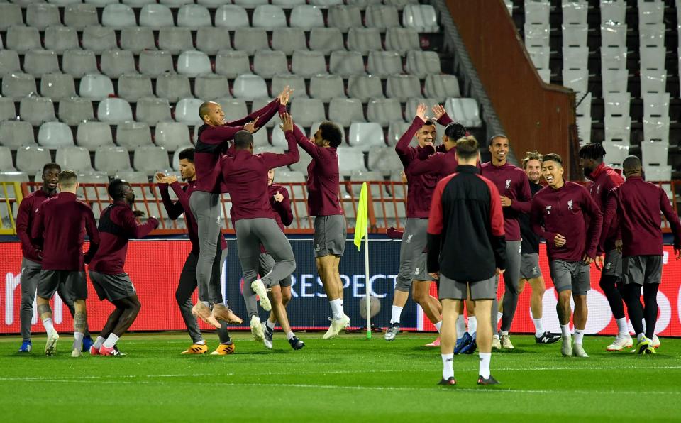  The Reds trained at the Rakjo Mitic Stadium ahead of the Champions League tie