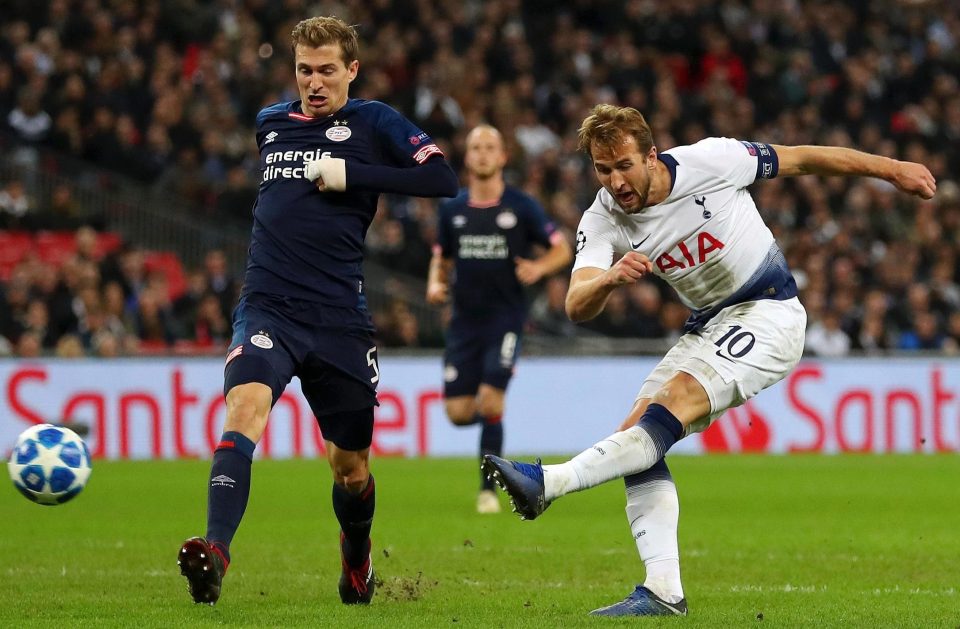  Kane has banged in four goals in the Champions League this season