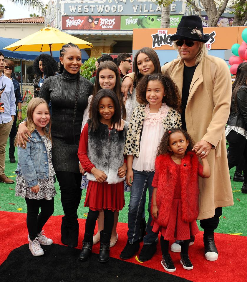  Mel B, Stephen Belafonte and family attend the premiere of Angry Birds on May 7, 2016 in Westwood, California