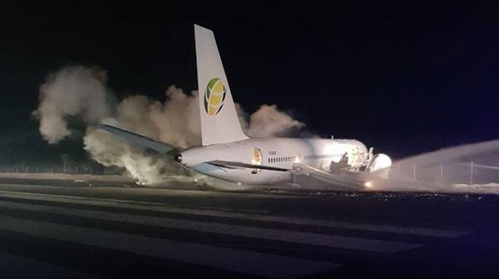 The Boeing 757 jet overshot the runway