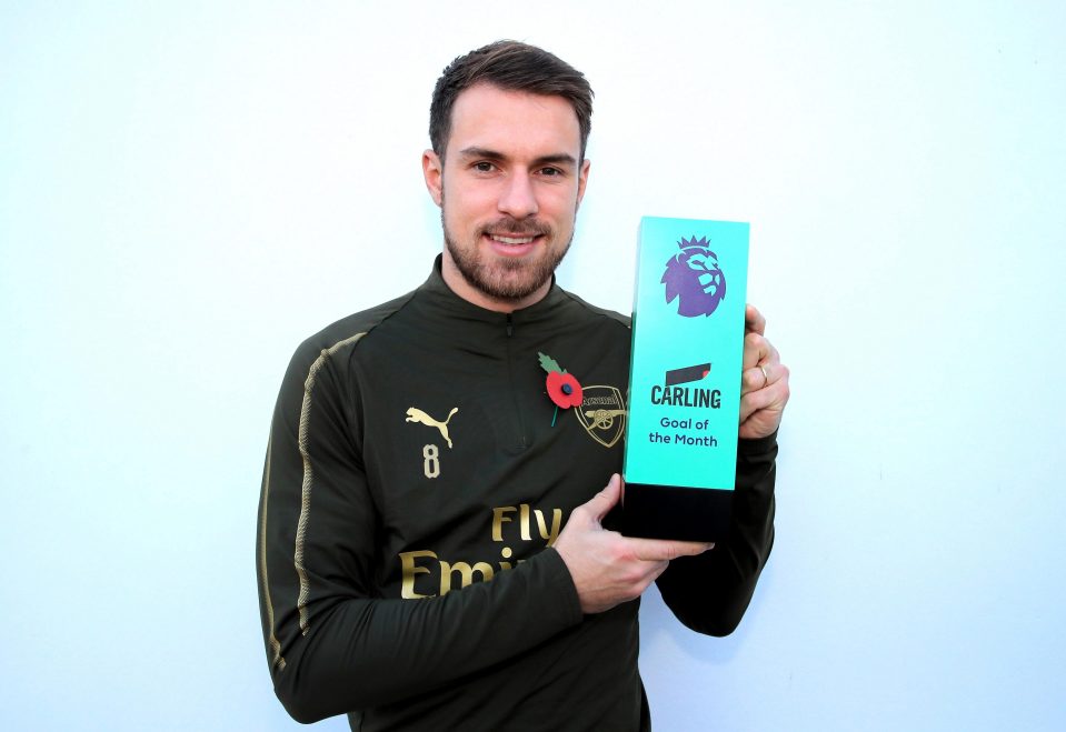  Aaron Ramsey's strike against Fulham has been awarded Premier League goal of the month for October