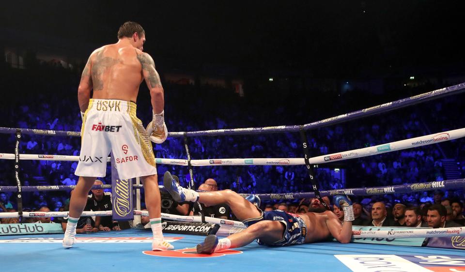  Tony Bellew found Oleksandr Usyk just too good and was floored and failed to beat the count in the eighth round