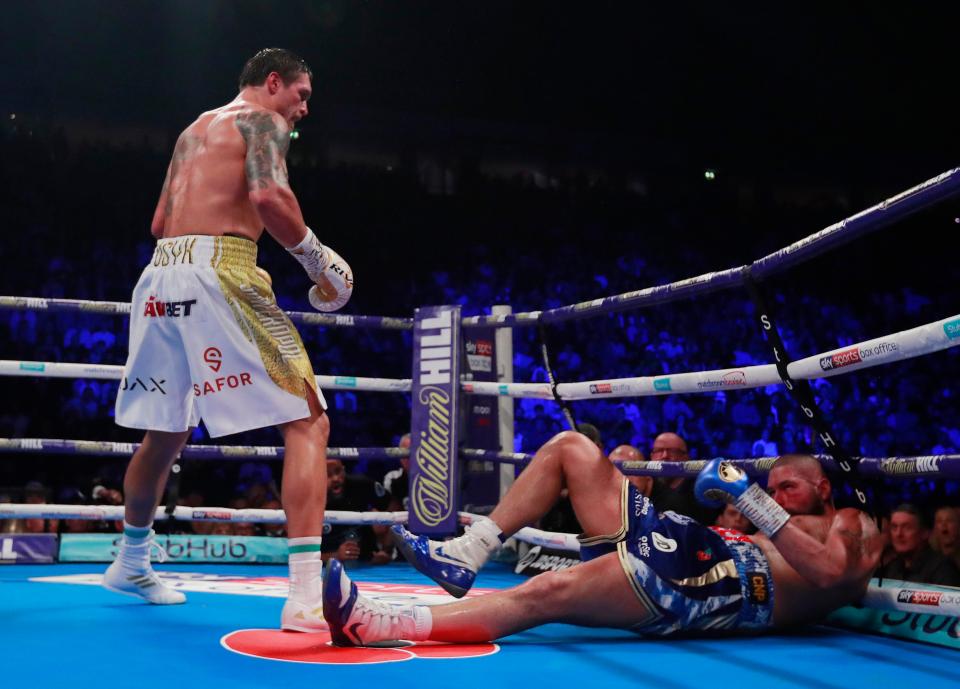  Usyk knocked Bellew out with a sharp left hook in round eight