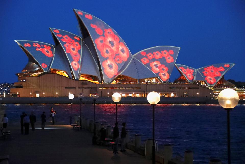  Poppies were projected on to the Opera House sails in Sydney