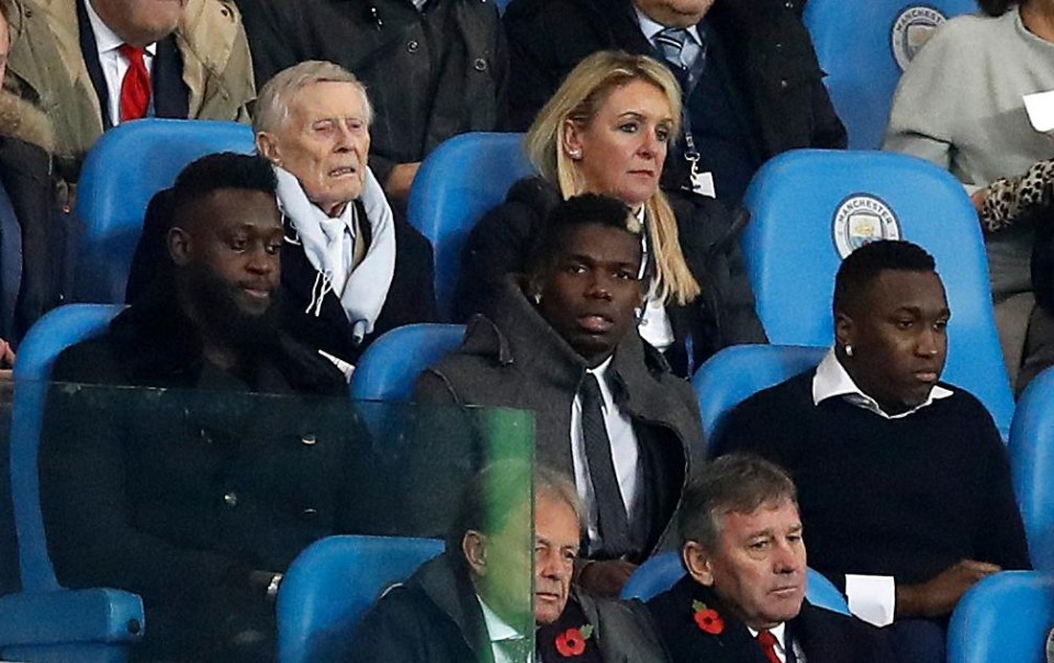 Pogba watched Manchester United lose 3-1 from the stands at the Etihad