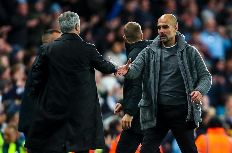  Pep Guardiola's team eased to a 3-1 win over Jose Mourinho's United