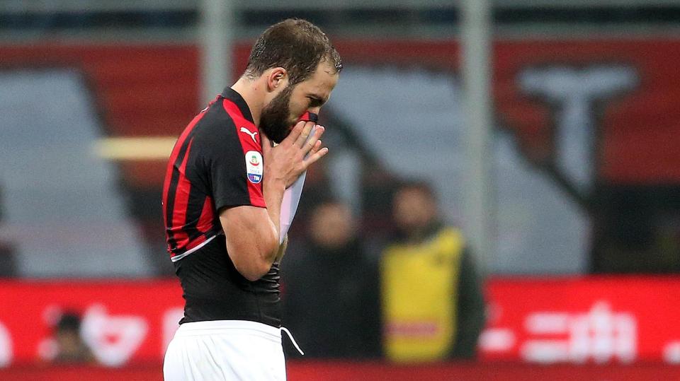  Higuain has seven goals in 12 appearances for AC Milan