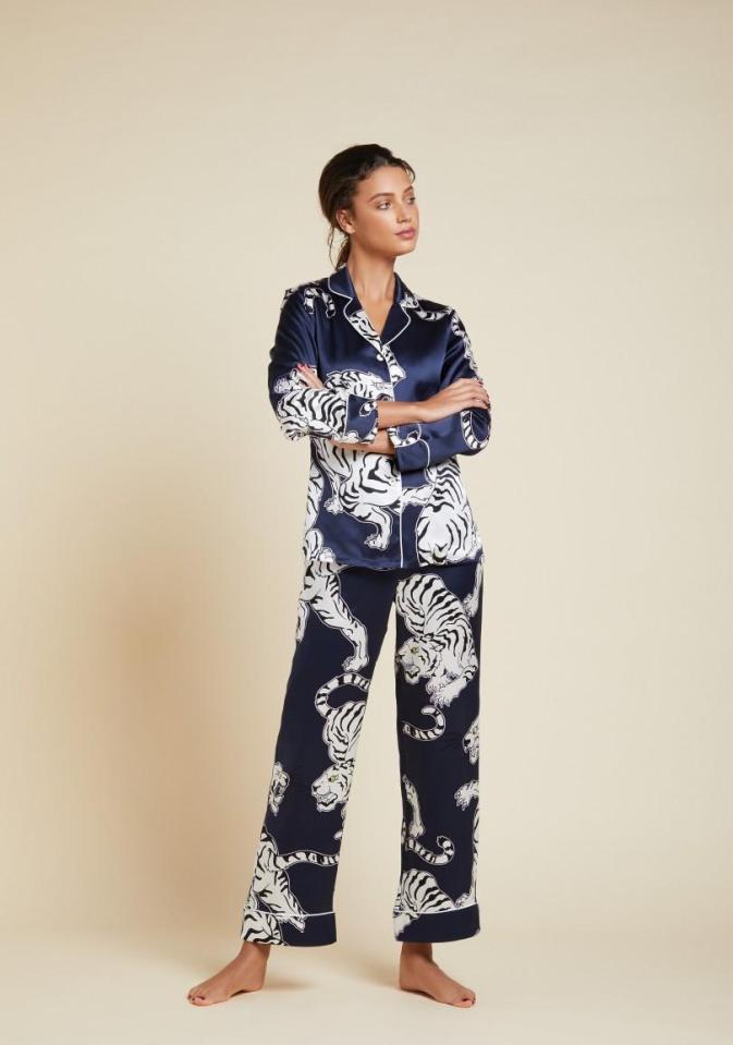  Olivia von Halle's animal silk print pyjamas come in a range of colours and lengths