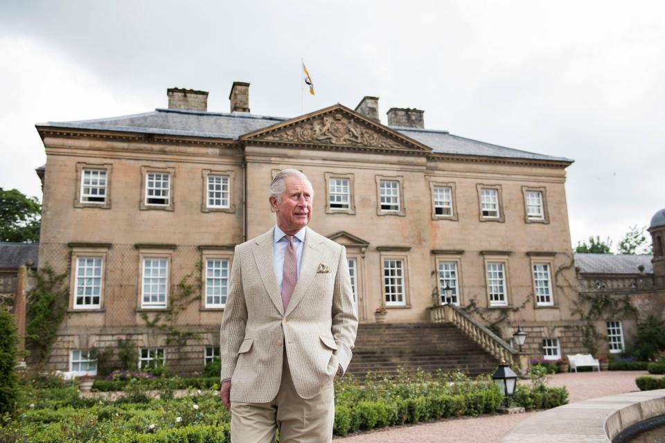  Prince Charles poses outside of Dumfries House, Scotland