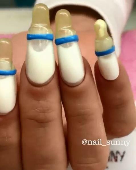  The nails look just like milk bottles