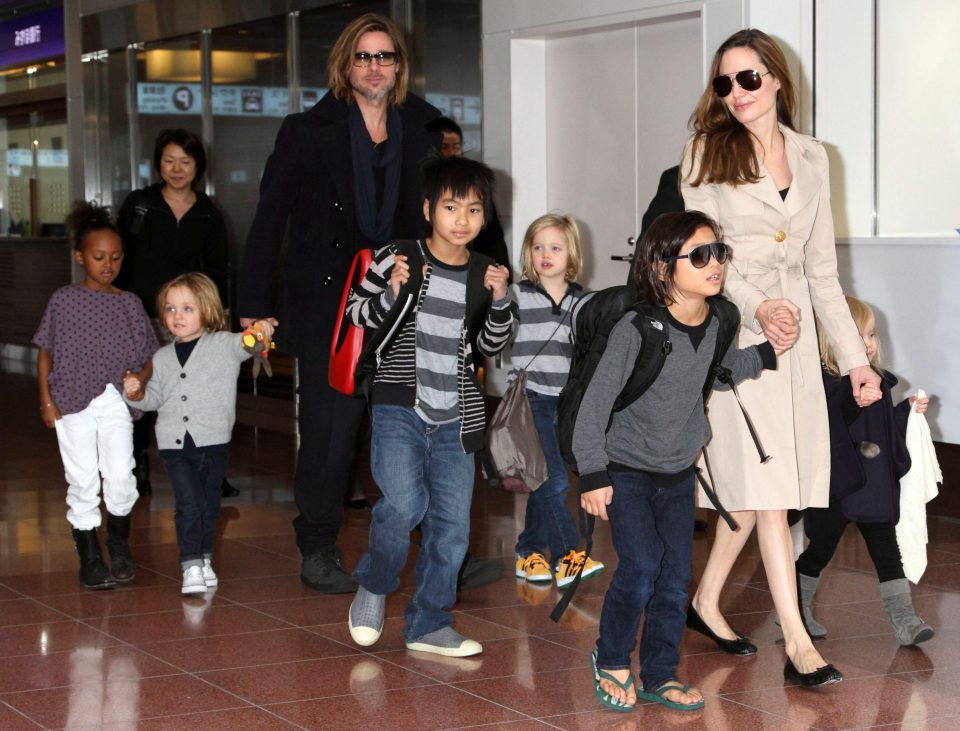  Brad and Angelina with their six kids in 2011