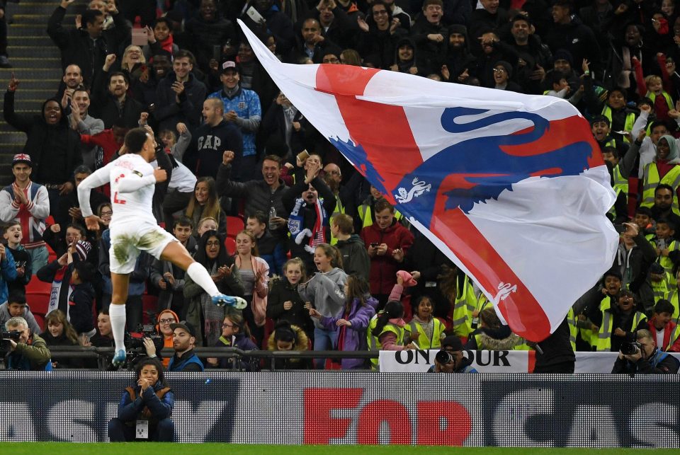  Trent Alexander-Arnold celebrates after scoring the second goal on an easy night