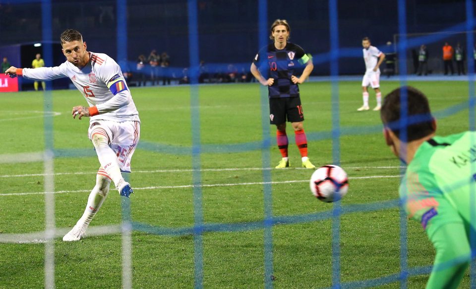  Sergio Ramos grabbed the second Spain leveller from the penalty spot before Tin Jedvaj, completed his double in stoppage time to give Croatia a 3-2 win