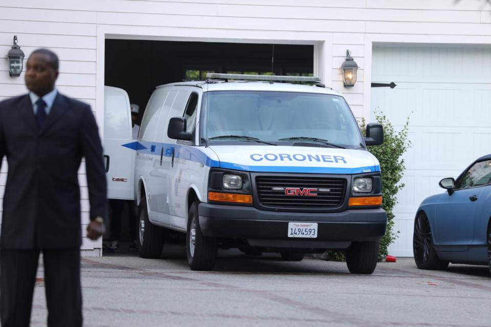  Friends and relatives have been rushing to Kim's home as the Los Angeles Coroner removes her body from her home in Los Angeles