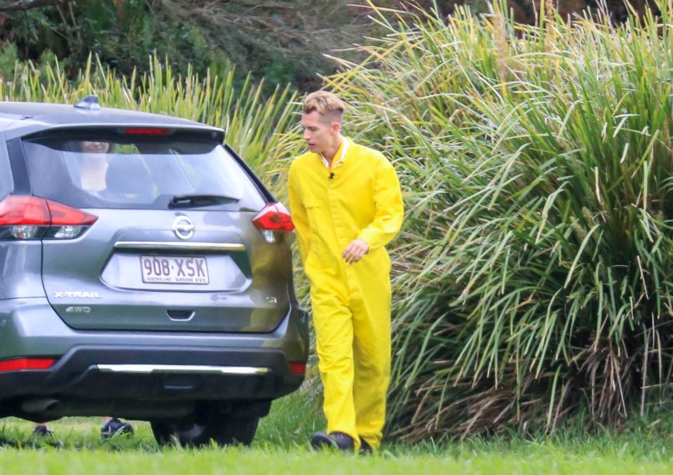  James McVey wore a yellow jumpsuit for his task