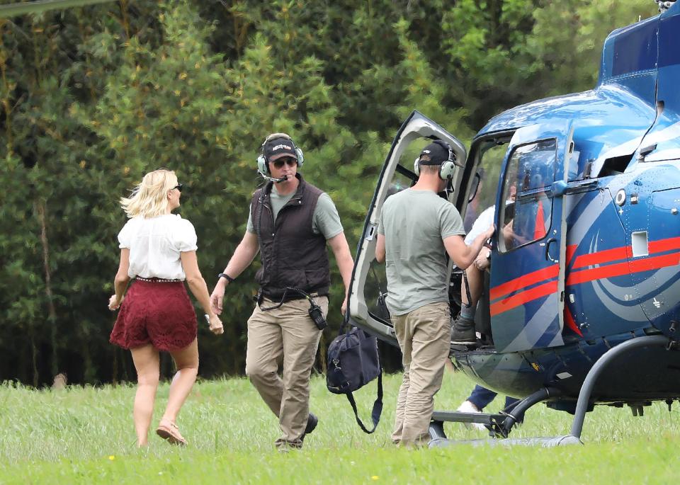  Show hosts Holly Willoughby and Declan Donnelly also flew into camp by helicopter