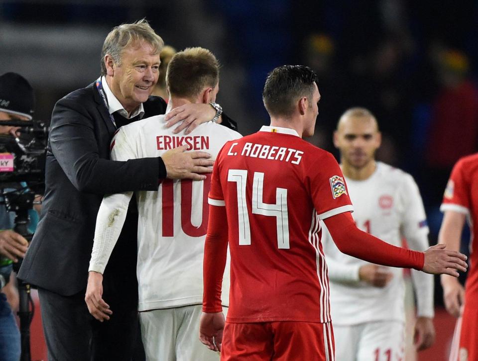  Denmark coach Age Hareide was delighted with his team after their win in Cardiff