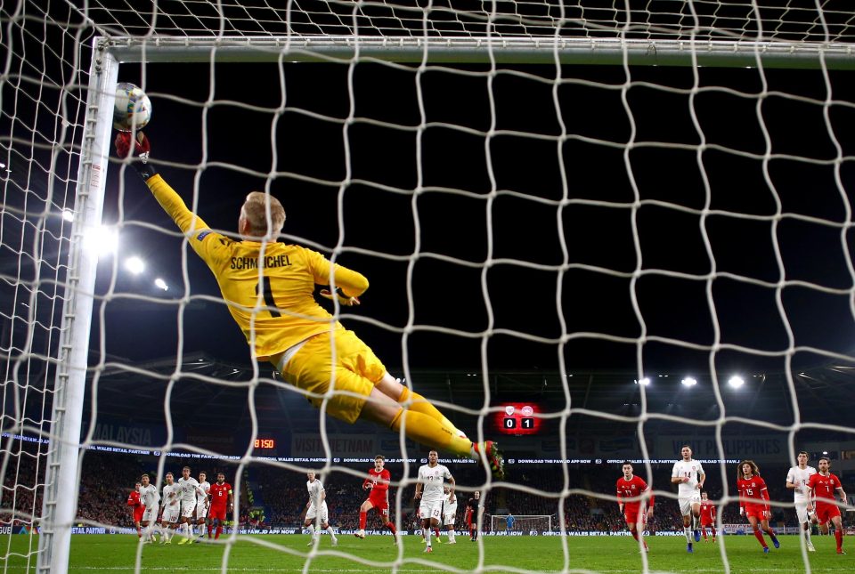  Schmeichel was at full stretch to keep out the Bale effort