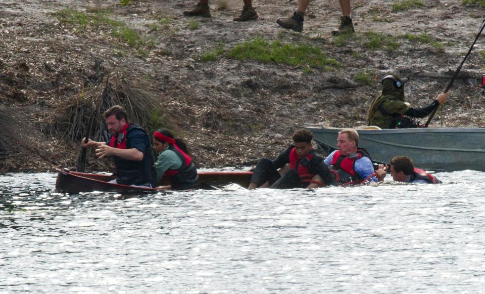  The red team - Malique Thompson-Dwyer, John Barrowman, Harry Redknapp, Nick Knowles and Sair Khan - were a little more successful in the challenge