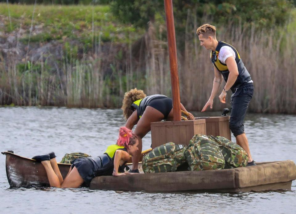  The yellow team - Emily Atack, Fleur East, Anne Hegerty, Rita Simons and James McVey - managed to capsize