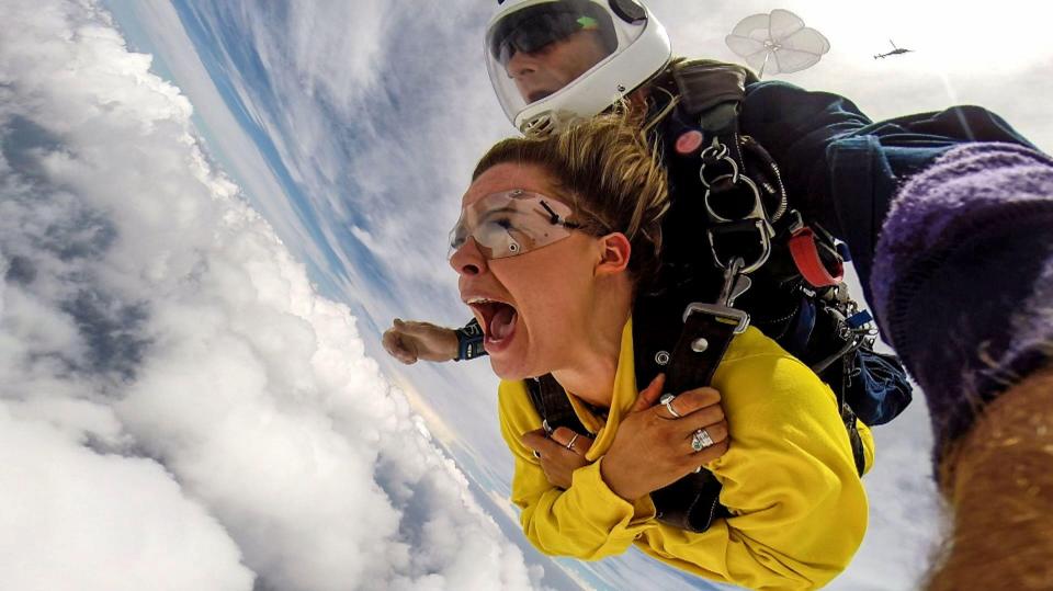  Emily Atack is an early favourite to win after her hilarious reaction to the skydive