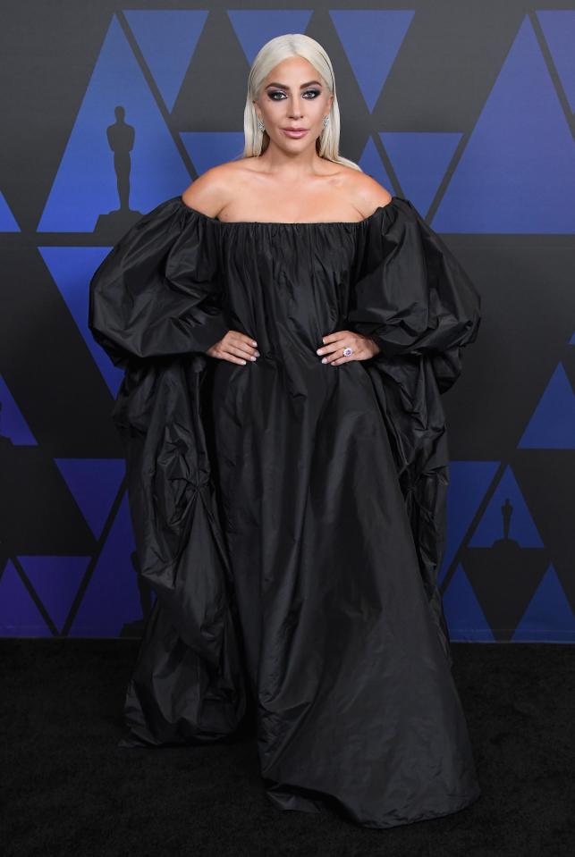  Gaga rocked a bold look in the over-sized black dress