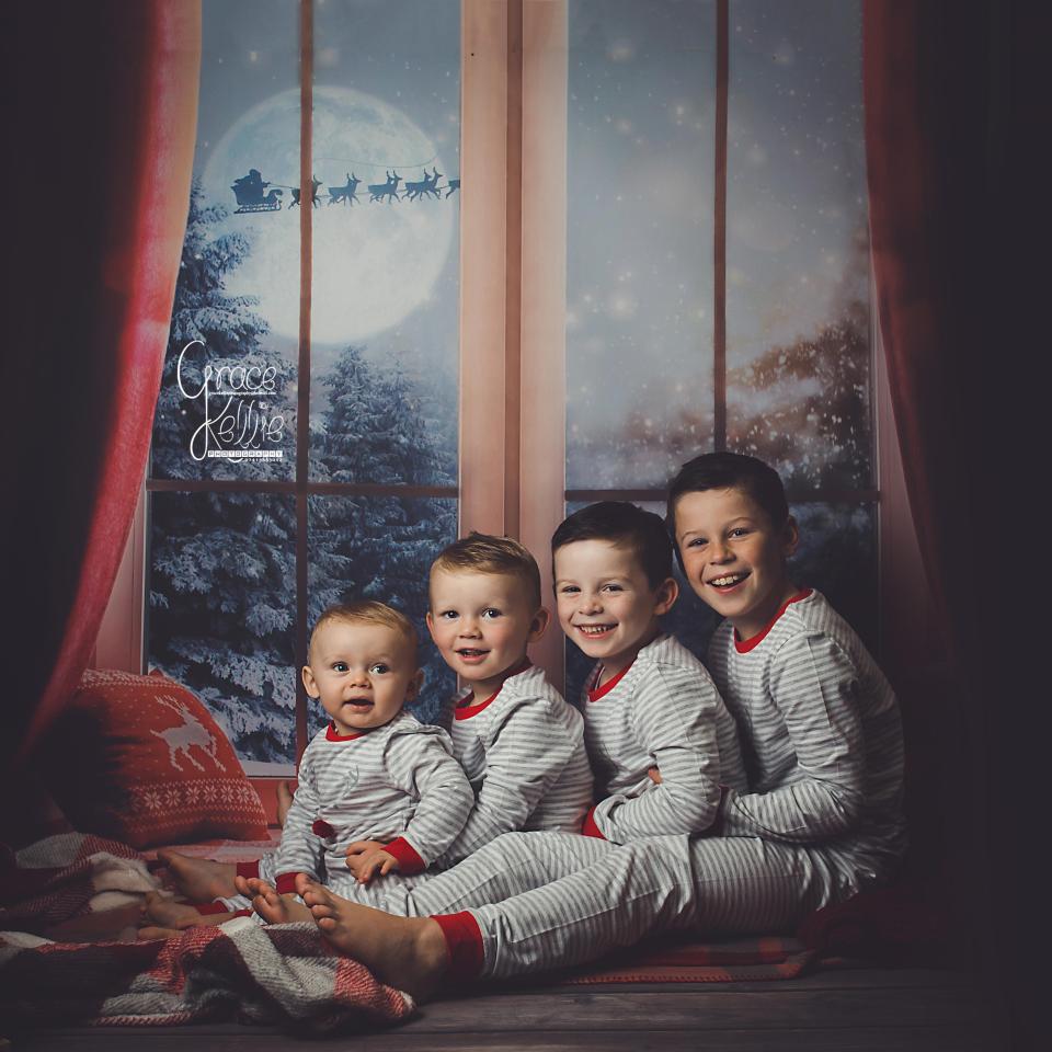  Wayne and Coleen's children Kai, Klay, Kit and baby Cass get in the Christmas spirit in their matching pyjamas