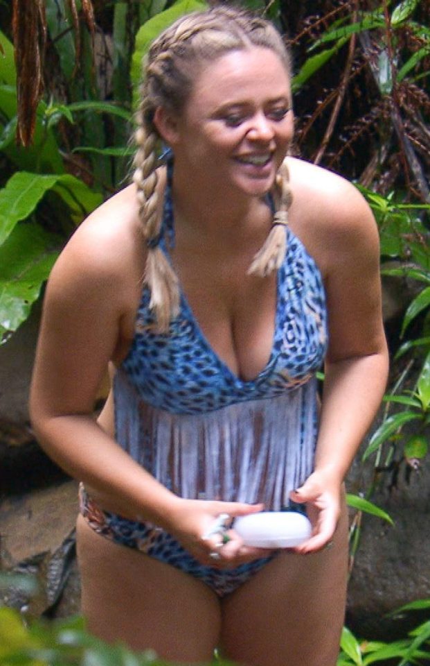  Bubbly Emily's not exactly in survival gear, but she certainly looks at home in the jungle