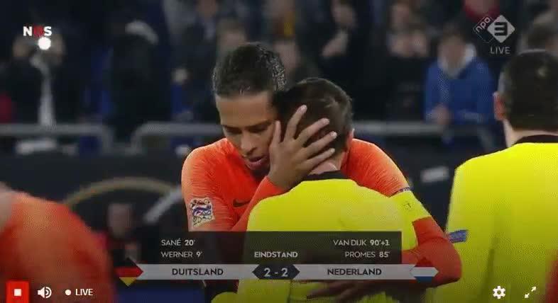  Virgil van Dijk consoled the referee at the end of Holland's Nations League match against Germany