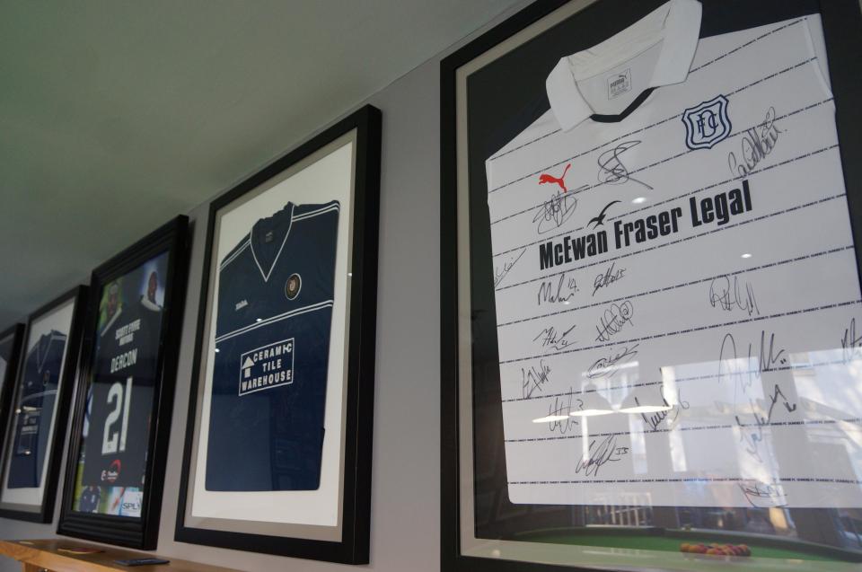  Dundee FC memorabilia on the walls of the UK's best man cave