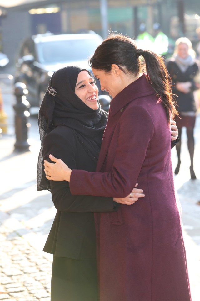 Meghan was seen hugging Zaheera Sufyaan, Hubb Community Kitchen co-coordinator