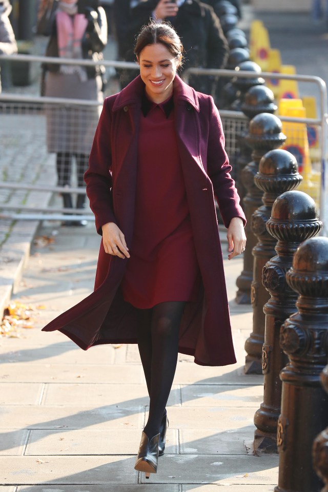 She was wearing a maroon coat in West London today