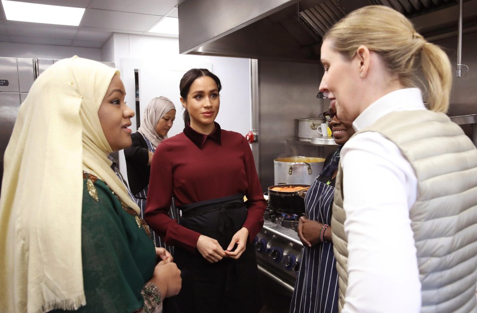 The 37-year-old was happy to help in the kitchen today