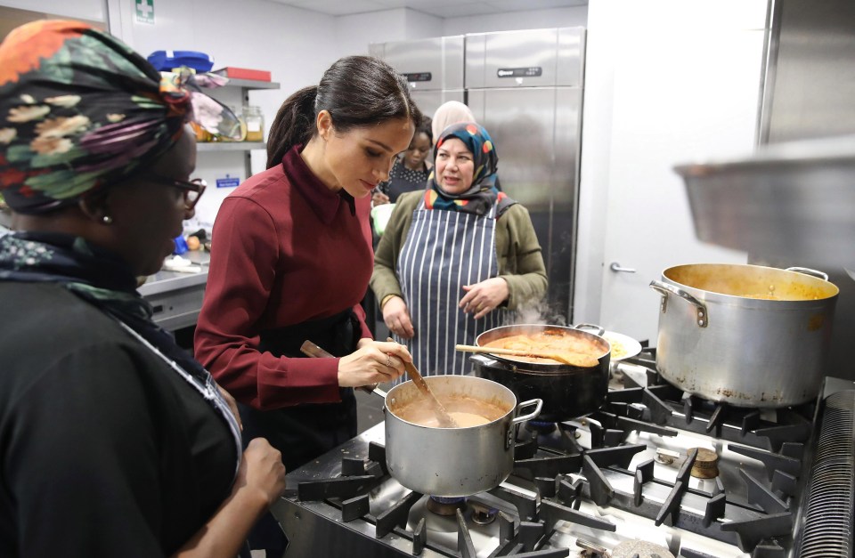 Meghan was happy to help in the kitchen today