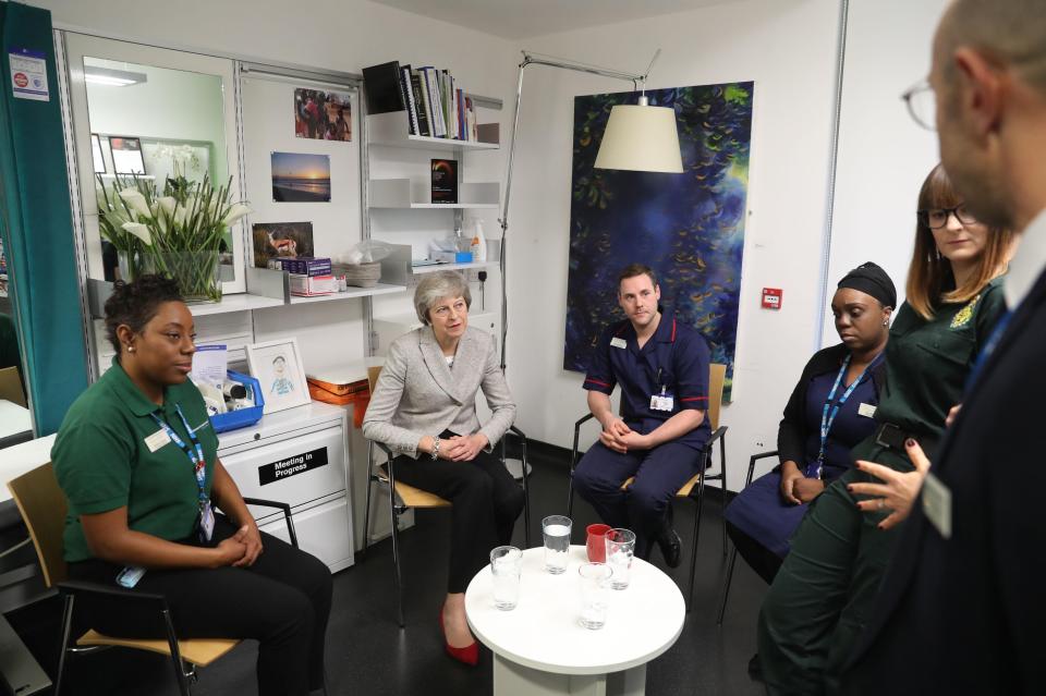  She visited a hospital and a nursery this morning as part of plans to sell her Brexit deal to the public