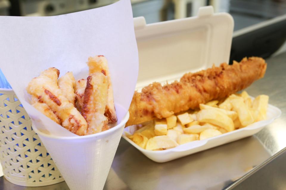  A chippy in Nottingham is selling foot-long battered pigs-in-blankets