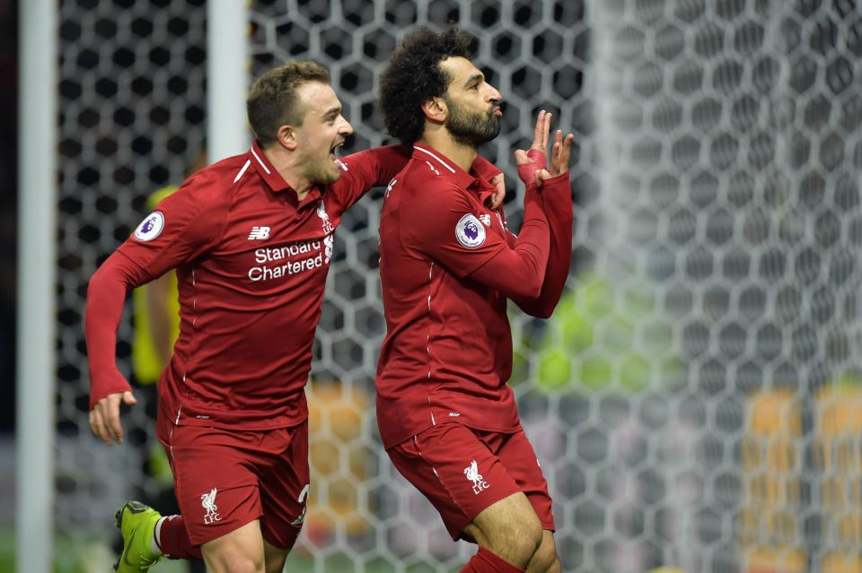  Mohamed Salah opened the scoring in Liverpool's 3-0 win over Watford