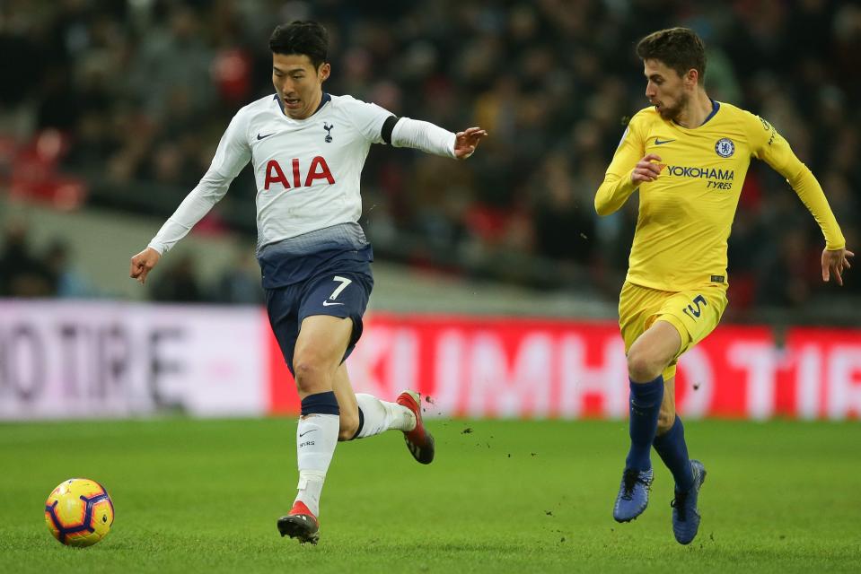  Son Heung-Min ghosted past Jorginho on his way to scoring a memorable goal in Tottenham's 3-1 win