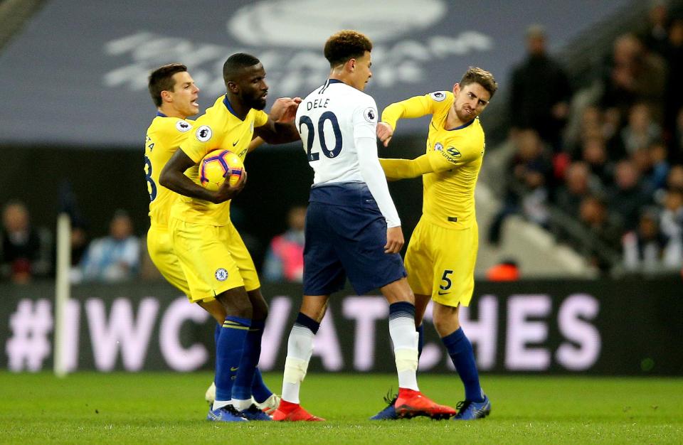  Bar a physical confrontation with Dele Alli, Jorginho couldn't get near Tottenham's midfield