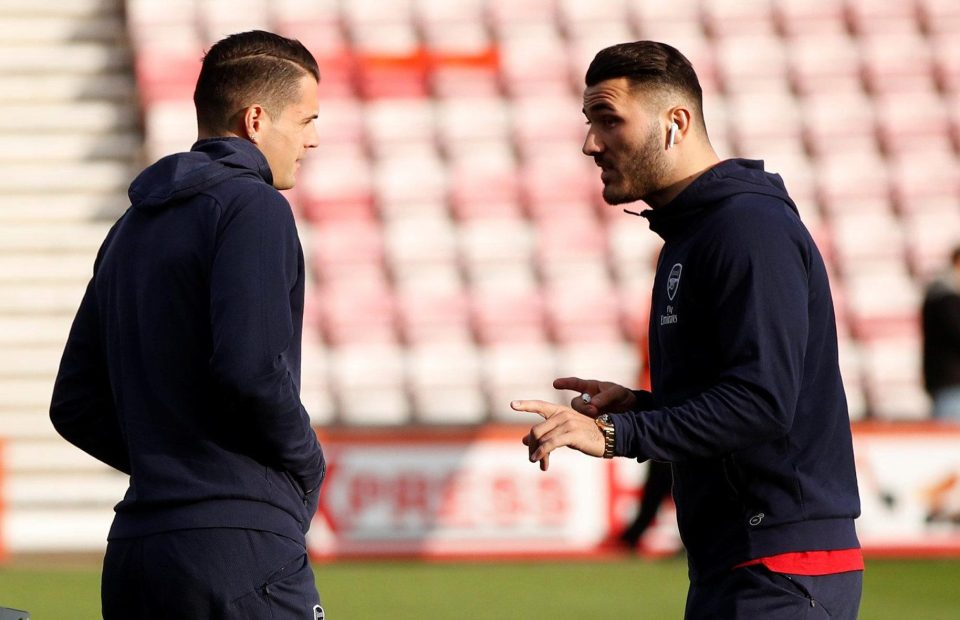  Sead Kolasinac, right, appeared to ask the Arsenal bench on the tactics before kick-off