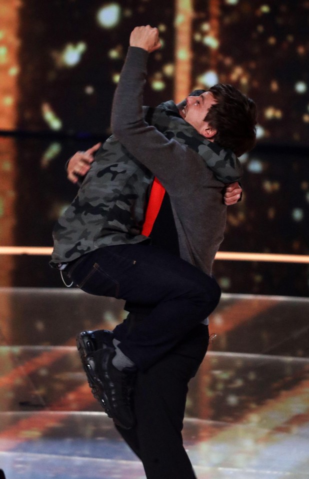 Anthony leapt into mentor Louis Tomlinson’s arms