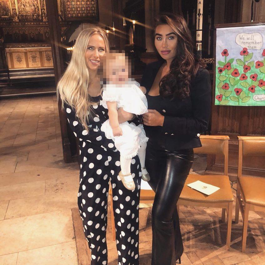  Lauren Goodger slipped into skintight leather trousers as she celebrated her godchildren's Christening