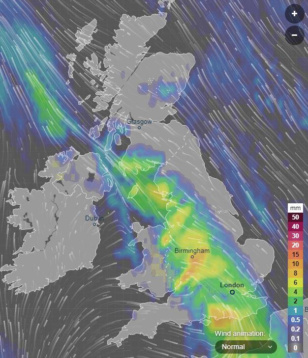  Rain totals could hit 80mm in some western parts over two days