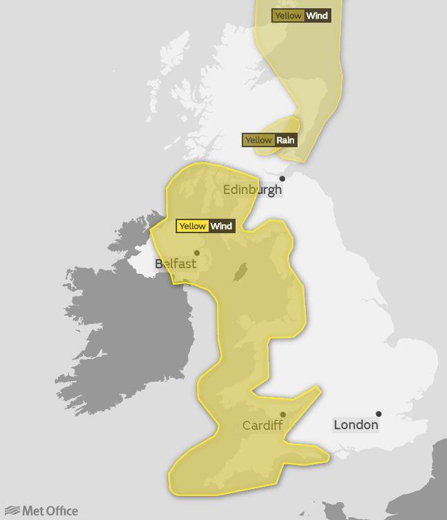  Windy weather has sparked a yellow warning for most of the country on Wednesday