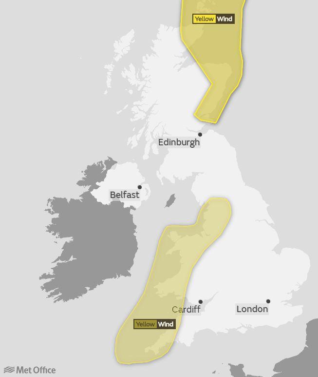  Thursday will also be battered with heavy winds, particularly to the west of the country