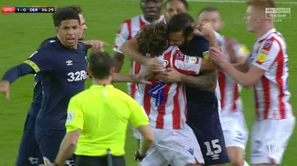  Derby ace Johnson then appeared to bite Allen as he reacted violently, but the incident has now been played down