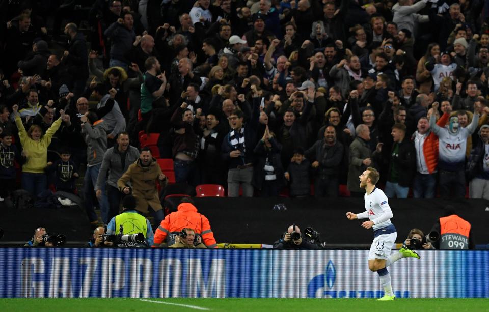  There was a real outpouring of relief when Eriksen fired home